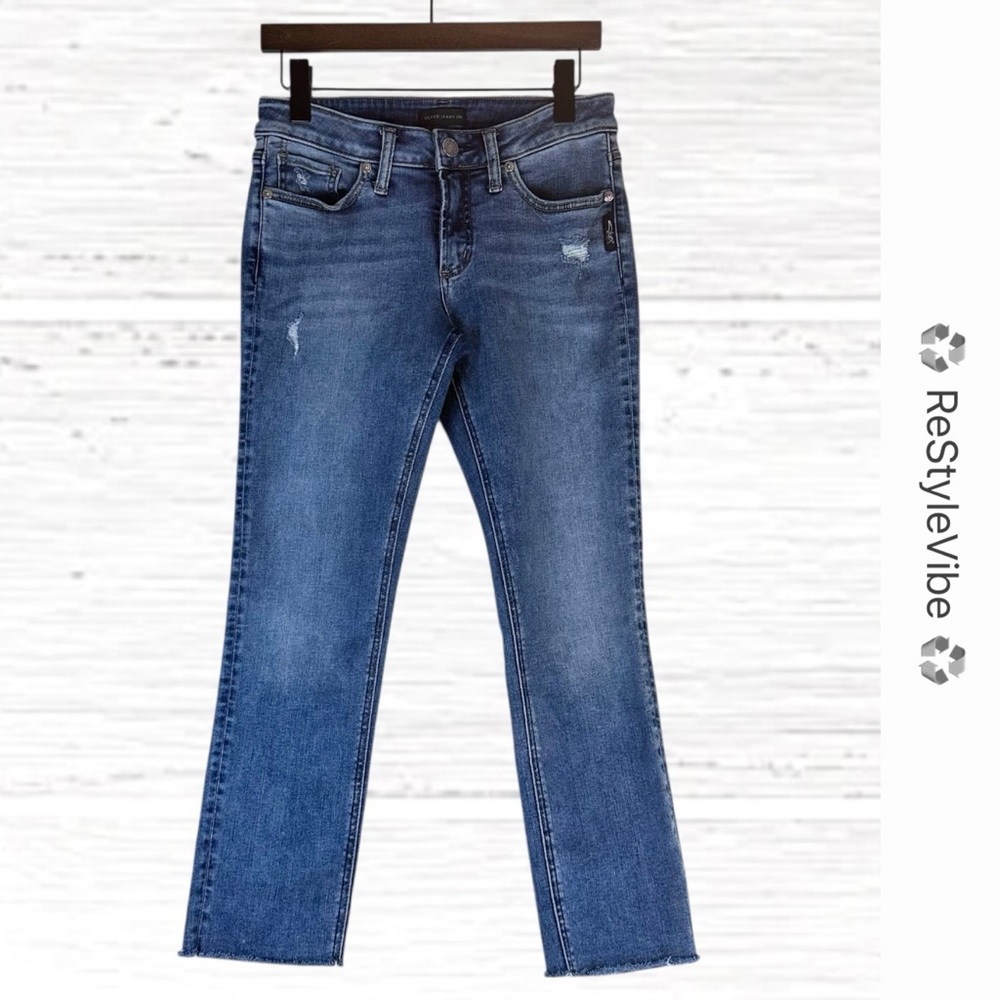 SILVER JEANS Women’s Size 28 Denim Suki Crop Slim Style Stretch Curvy Mid